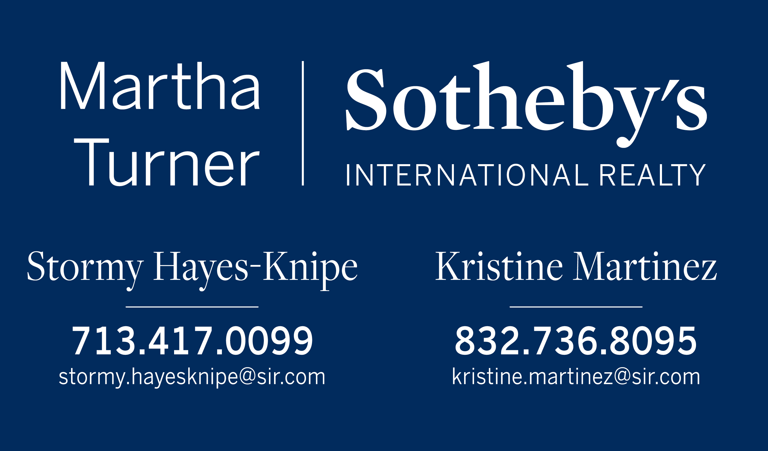 Martha Turner Sotheby's - Stormy Hayes-Knipe & Kristine Martinez